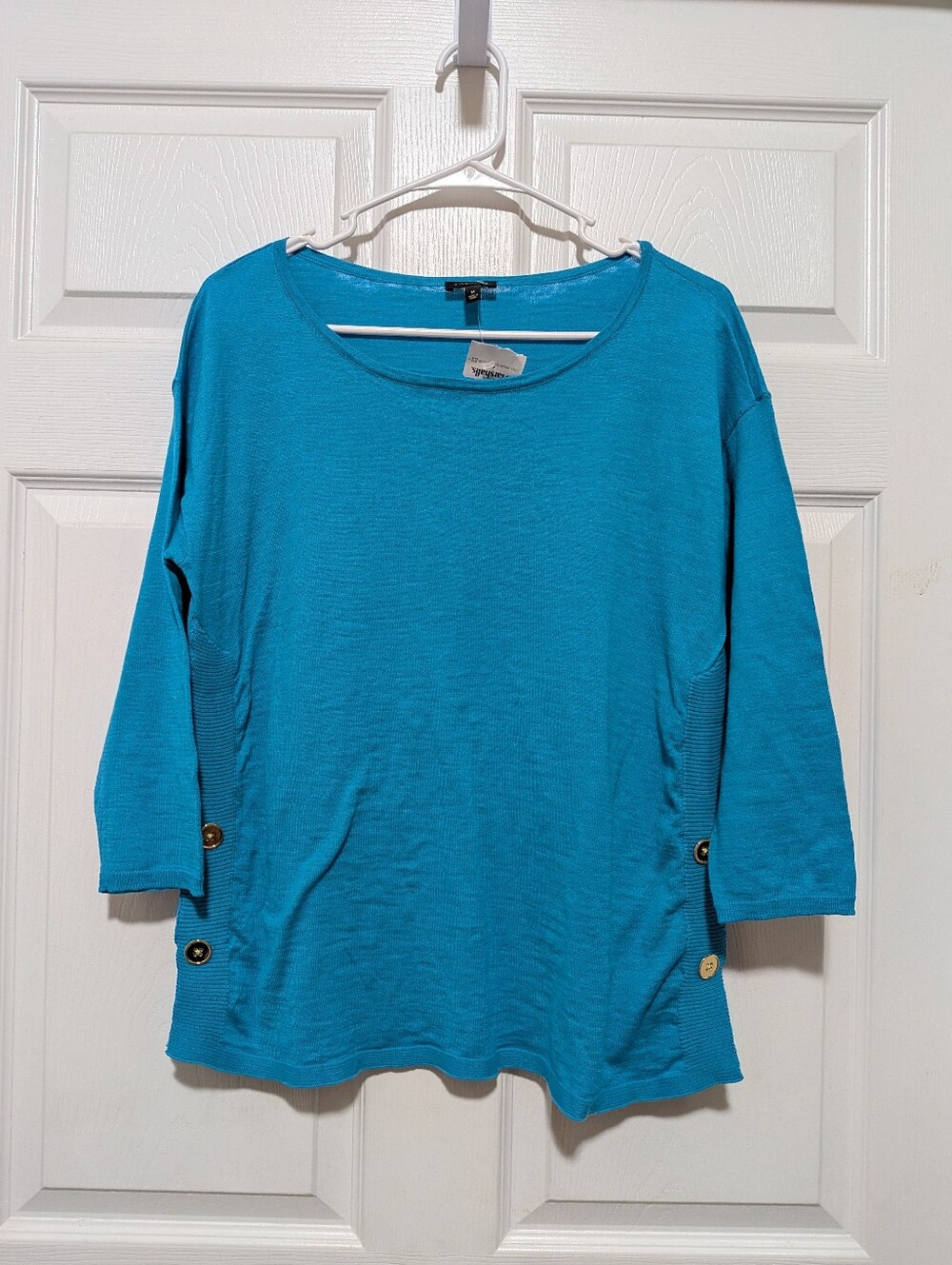 New Talbots Blue Button Detail Sweater Medium